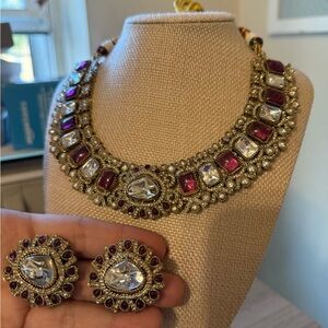 Luxurious Gold and Purple Necklace Set